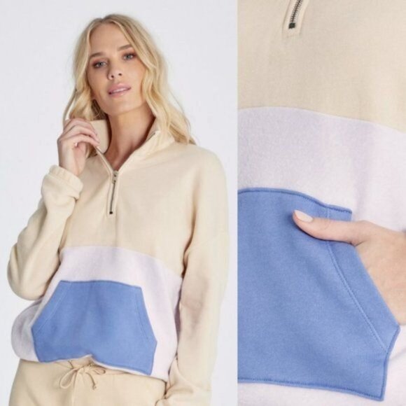 Wildfox Lea Colorblock zipper sweatshirt Women's Size medium Super cozy Great Sp - Picture 5 of 8